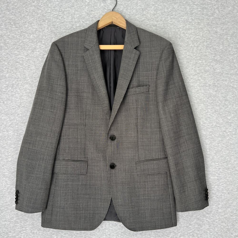 Boss Sport Coat Mens 38R Black White The James4 100% Virgin Wool Blazer Jacket